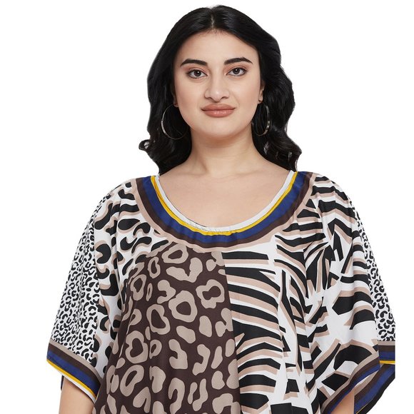 Animal Printed Brown Polyester Kaftan Dress for Women by Gypsie Blu - Picture 5 of 8